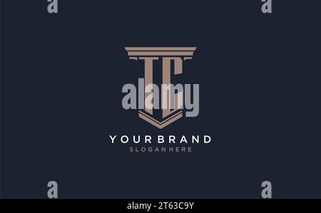 TC initial logo with pillar style, luxury law firm logo design ideas inspiration Stock Vector
