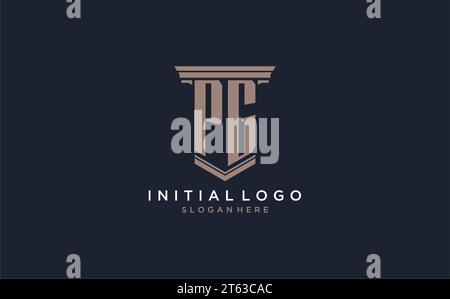 PG initial logo with pillar style, luxury law firm logo design ideas inspiration Stock Vector
