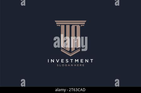 UA initial logo with pillar style, luxury law firm logo design ideas inspiration Stock Vector