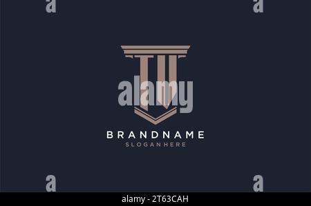 TV initial logo with pillar style, luxury law firm logo design ideas inspiration Stock Vector