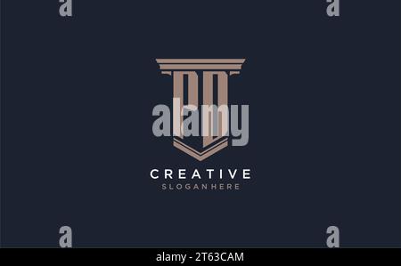 PD initial logo with pillar style, luxury law firm logo design ideas inspiration Stock Vector