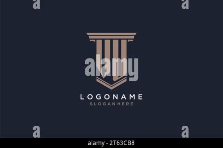 VU initial logo with pillar style, luxury law firm logo design ideas inspiration Stock Vector