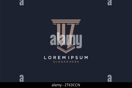 VZ initial logo with pillar style, luxury law firm logo design ideas inspiration Stock Vector