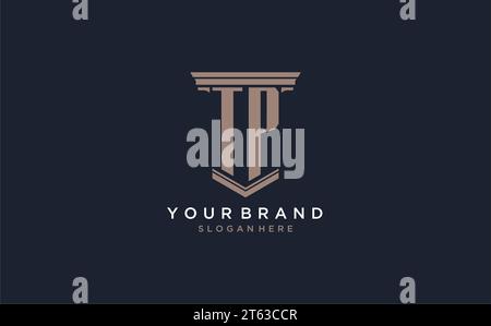 TP initial logo with pillar style, luxury law firm logo design ideas inspiration Stock Vector