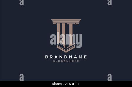 WI initial logo with pillar style, luxury law firm logo design ideas inspiration Stock Vector