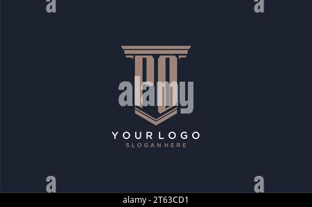 PO initial logo with pillar style, luxury law firm logo design ideas inspiration Stock Vector