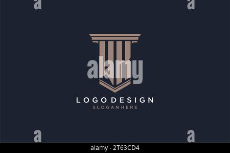 WK initial logo with pillar style, luxury law firm logo design ideas inspiration Stock Vector