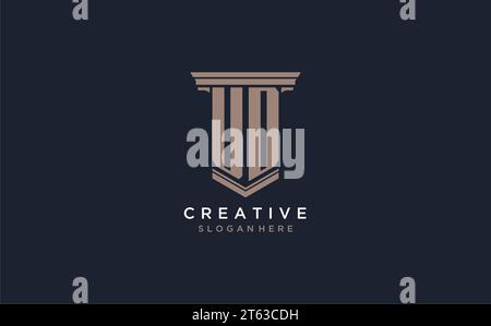 UD initial logo with pillar style, luxury law firm logo design ideas inspiration Stock Vector