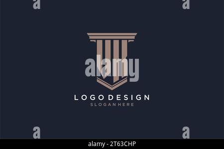 VK initial logo with pillar style, luxury law firm logo design ideas inspiration Stock Vector