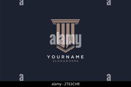 UW initial logo with pillar style, luxury law firm logo design ideas inspiration Stock Vector