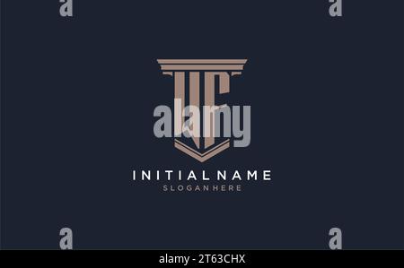 WF initial logo with pillar style, luxury law firm logo design ideas inspiration Stock Vector