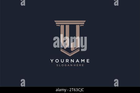 VJ initial logo with pillar style, luxury law firm logo design ideas inspiration Stock Vector