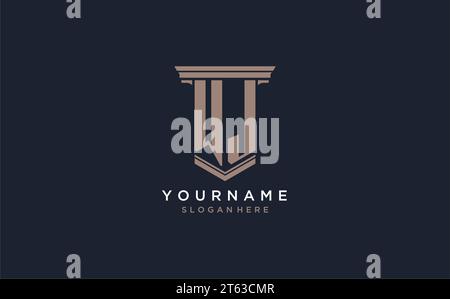 WJ initial logo with pillar style, luxury law firm logo design ideas inspiration Stock Vector