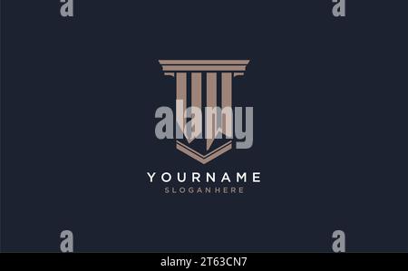 VW initial logo with pillar style, luxury law firm logo design ideas inspiration Stock Vector