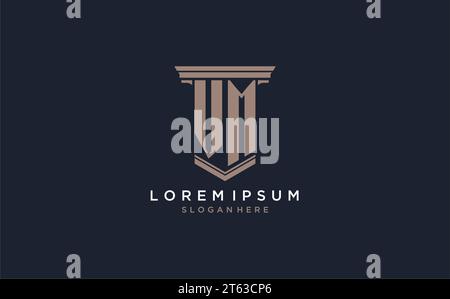 VM initial logo with pillar style, luxury law firm logo design ideas inspiration Stock Vector