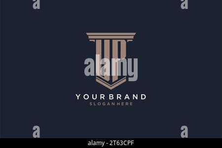 UP initial logo with pillar style, luxury law firm logo design ideas inspiration Stock Vector