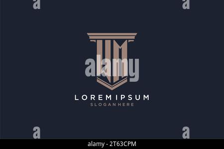 WM initial logo with pillar style, luxury law firm logo design ideas inspiration Stock Vector