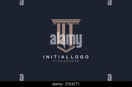 WT initial logo with pillar style, luxury law firm logo design ideas inspiration Stock Vector