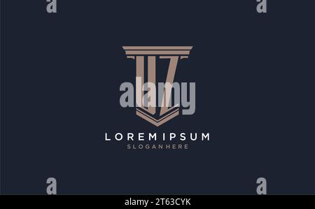 UZ initial logo with pillar style, luxury law firm logo design ideas inspiration Stock Vector