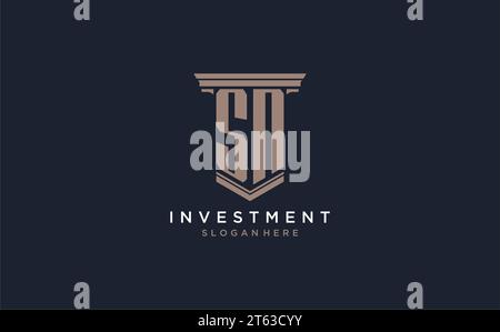 SN initial logo with pillar style, luxury law firm logo design ideas inspiration Stock Vector
