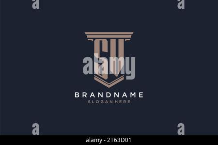 SV initial logo with pillar style, luxury law firm logo design ideas inspiration Stock Vector