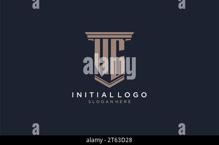 VG initial logo with pillar style, luxury law firm logo design ideas inspiration Stock Vector