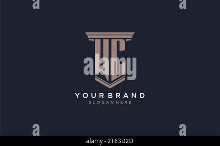 WC initial logo with pillar style, luxury law firm logo design ideas inspiration Stock Vector