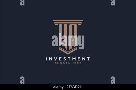 WA initial logo with pillar style, luxury law firm logo design ideas inspiration Stock Vector