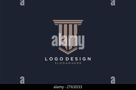 WX initial logo with pillar style, luxury law firm logo design ideas inspiration Stock Vector