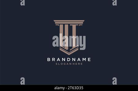 UI initial logo with pillar style, luxury law firm logo design ideas inspiration Stock Vector