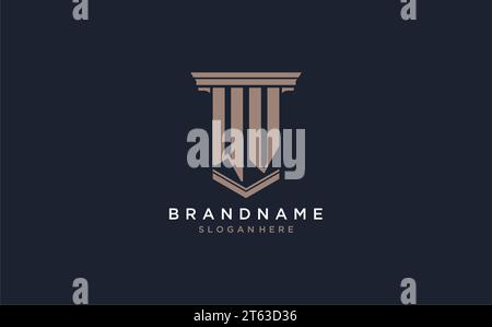 WV initial logo with pillar style, luxury law firm logo design ideas inspiration Stock Vector