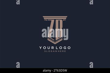 ZB initial logo with pillar style, luxury law firm logo design ideas inspiration Stock Vector