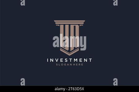 UN initial logo with pillar style, luxury law firm logo design ideas inspiration Stock Vector