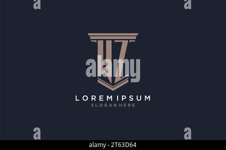 WZ initial logo with pillar style, luxury law firm logo design ideas inspiration Stock Vector