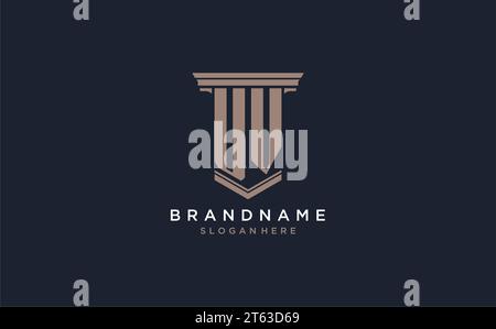 UV initial logo with pillar style, luxury law firm logo design ideas inspiration Stock Vector