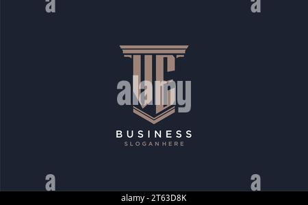 VE initial logo with pillar style, luxury law firm logo design ideas inspiration Stock Vector
