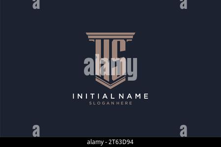 XS initial logo with pillar style, luxury law firm logo design ideas inspiration Stock Vector