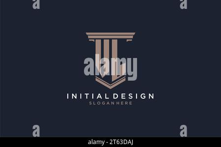 VL initial logo with pillar style, luxury law firm logo design ideas inspiration Stock Vector