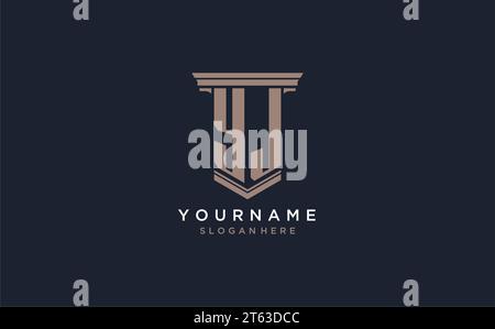 YJ initial logo with pillar style, luxury law firm logo design ideas inspiration Stock Vector
