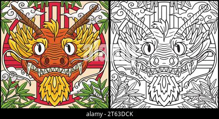 Year of the Dragon Dragon Head Kids Coloring Page Stock Vector Image ...