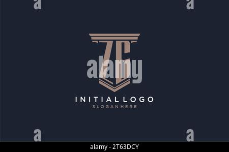 ZG initial logo with pillar style, luxury law firm logo design ideas inspiration Stock Vector