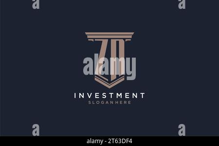 ZN initial logo with pillar style, luxury law firm logo design ideas inspiration Stock Vector