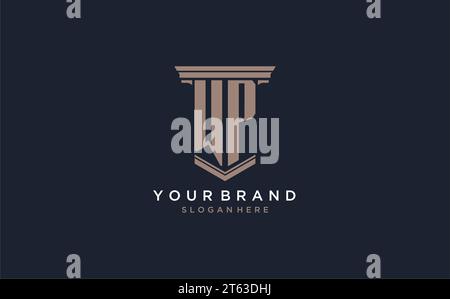 WP initial logo with pillar style, luxury law firm logo design ideas inspiration Stock Vector