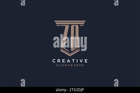 ZQ initial logo with pillar style, luxury law firm logo design ideas inspiration Stock Vector