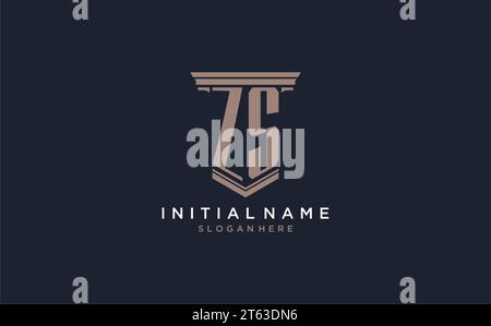 ZS initial logo with pillar style, luxury law firm logo design ideas inspiration Stock Vector