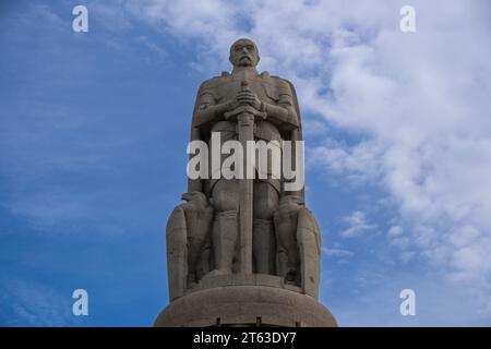 Hamburg, Germany  17 March 2023,  The Bismarck monument in the old Elbpark in Hamburg Stock Photo