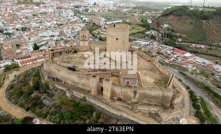 aerial view of the castle of Alcaudete in the province of Jaén, Andalusia Stock Photo