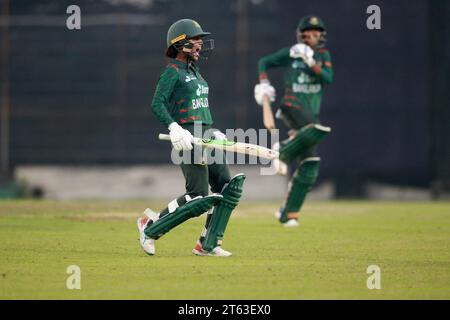 Nigar Sultana Joty celebrates as  Bangladesh women's cricket team clinched the second ODI of the three-match series against Pakistan in a thrilling Su Stock Photo