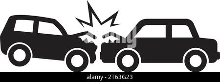 simple cars crash accident head on collision symbol side view set icon vector isolated on transparent background Stock Vector