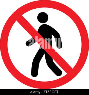 classic no walking pedestrian allowed permitted sign symbol simple vector isolated on transparent background Stock Vector